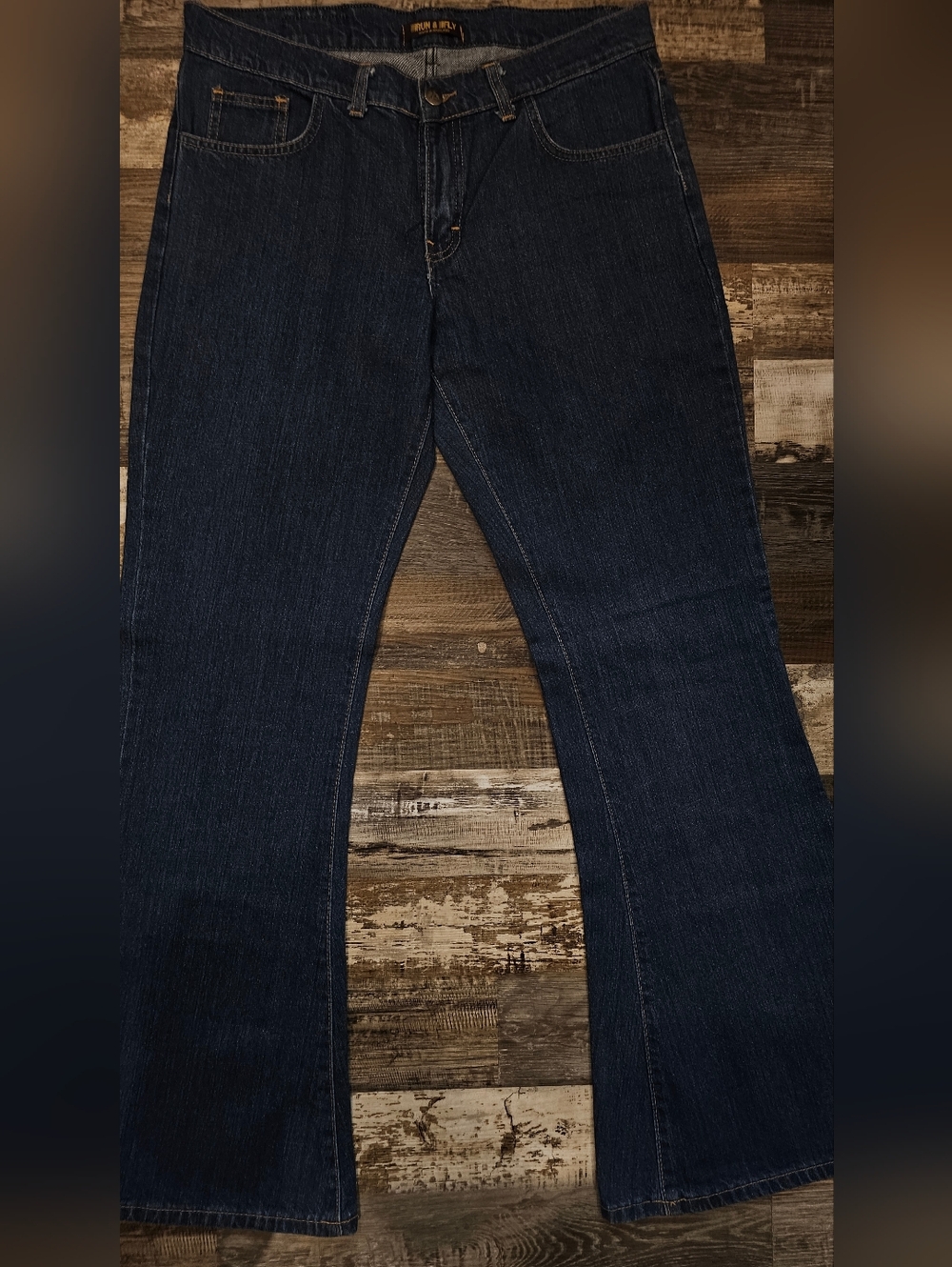 Run & Fly Wide Leg Jeans High Rise Dark Wash Flare Denim Women’s 32